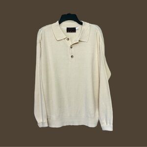 AMERICAN PRIORITY, MENS LONG SLEEVE, LIGHTWEIGHT SWEATER IN CREAM COLOR. SIZE M